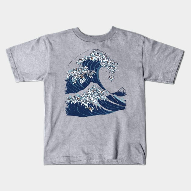 The Great Wave Shih Tzu Kids T-Shirt by huebucket